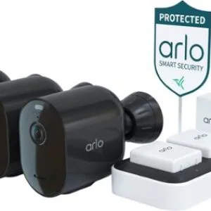 Arlo - Pro 5S 2K 3 Camera Indoor/Outdoor Wire Free Spotlight Security Camera Bundle - Black