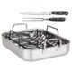 Viking 3-Ply Stainless Steel Roasting Pan with rack and Bonus Carving Set – Silver